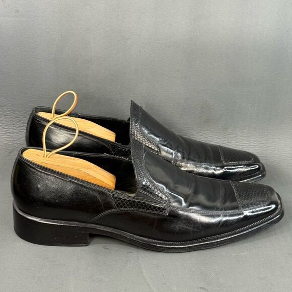 Vittorio Virgili Men’s Size 11 Black Leather Loafers – Made in Italy Slip-On - Picture 1 of 10